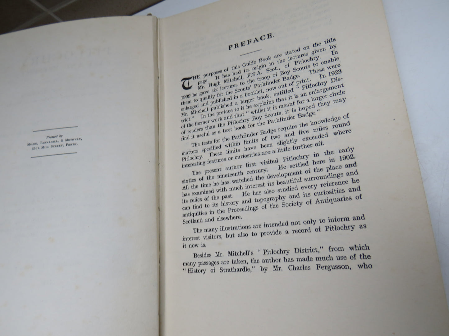 Pitlochry Past and Present: Being A Guide Book For Visitors and Tourists and For Boy Scouts By John H. Dixon 1925
