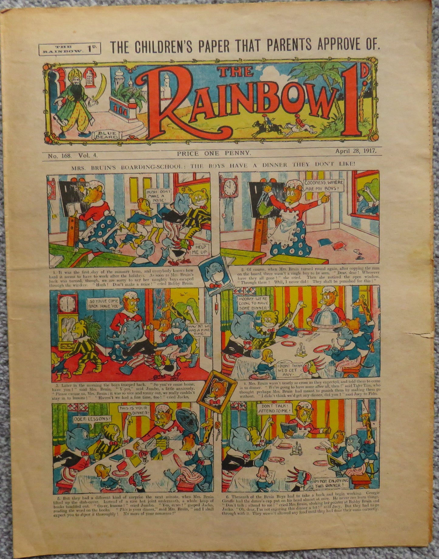 The Rainbow The Children's Paper That Parents Approve Of N0. 168 Vol 4 1917, Antique
