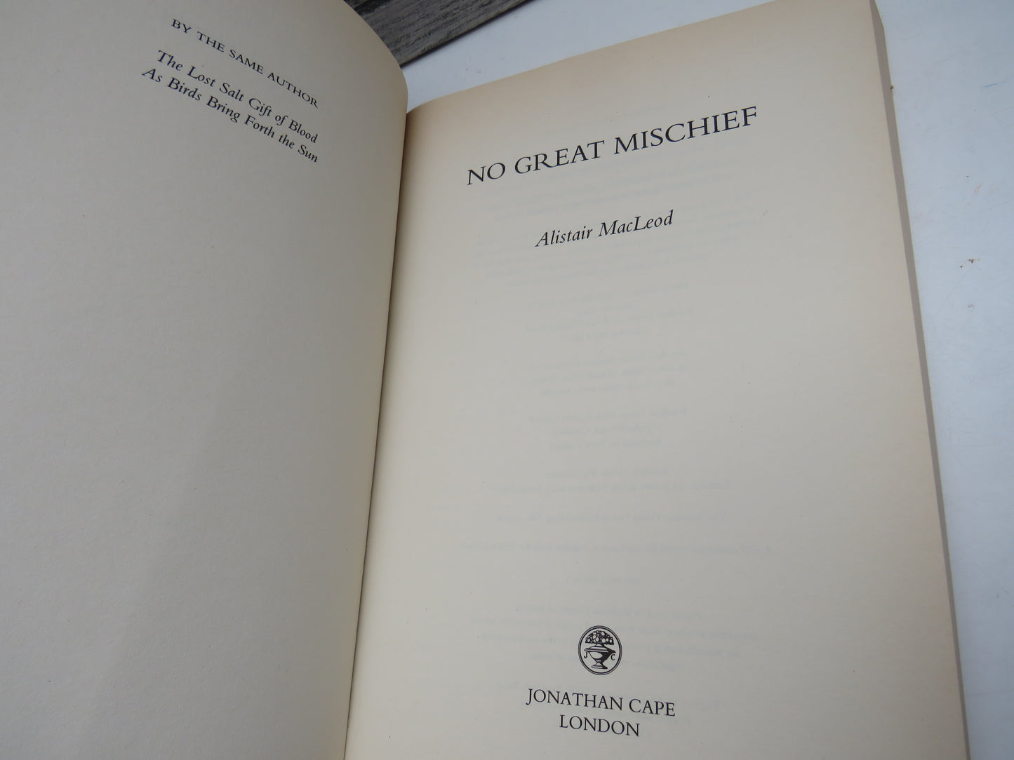 No Great Mischief By Alistair MacLeod 2000