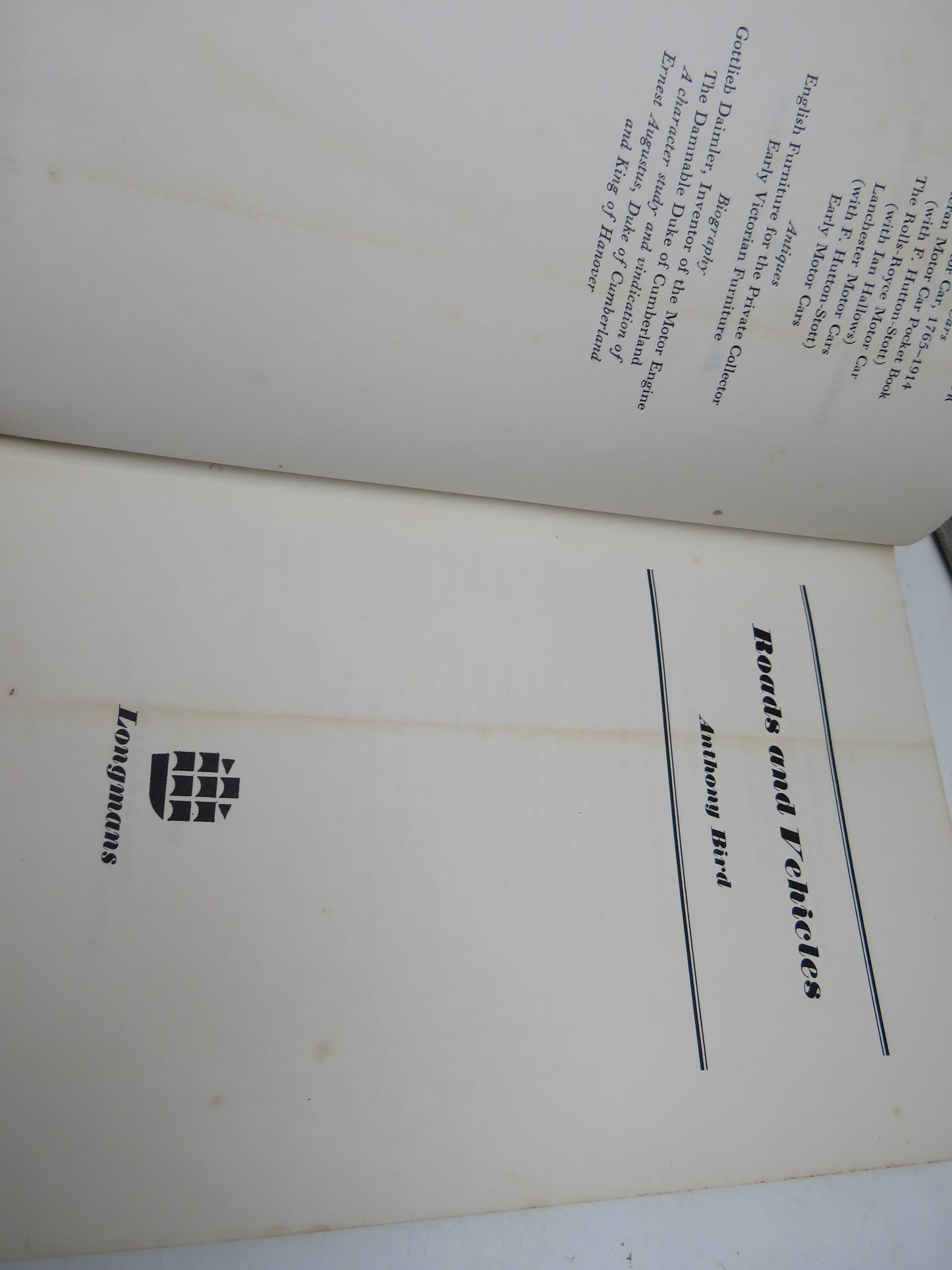 Roads and Vehicles By Anthony Bird 1969