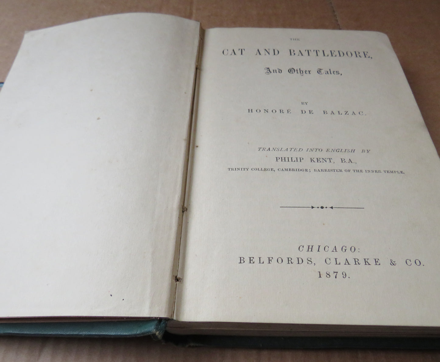The Cat and Battledore and Other Tales by Honore De Balzac, 1879