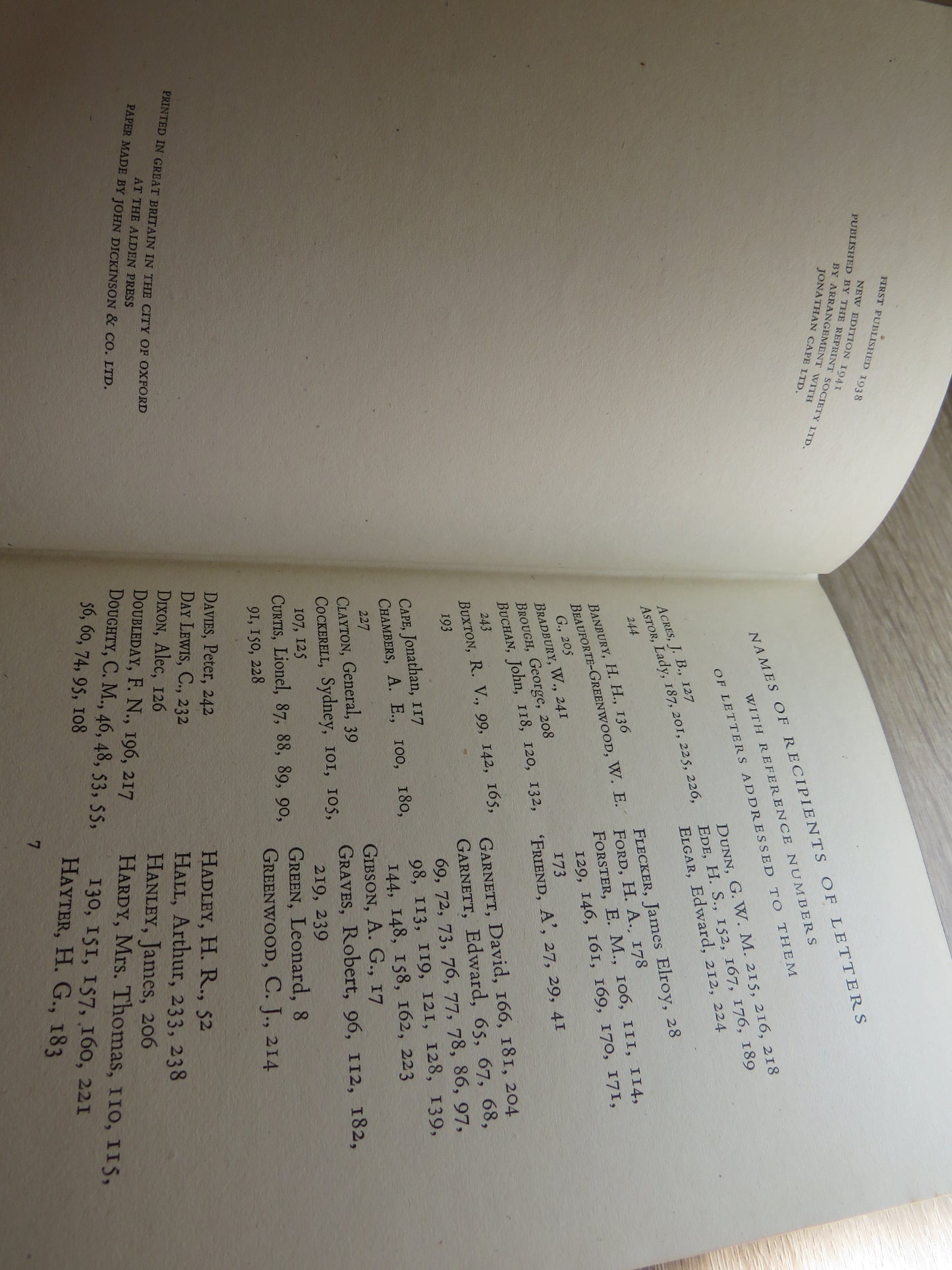 Selected Letters of T.E. Lawrence Edited By David Garnett 1941