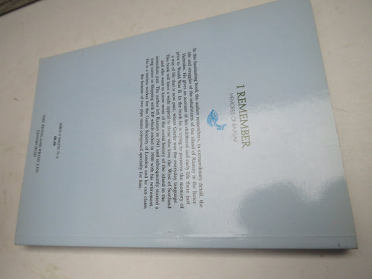 I Remember Memories of Raasay By John Nicolson 1989