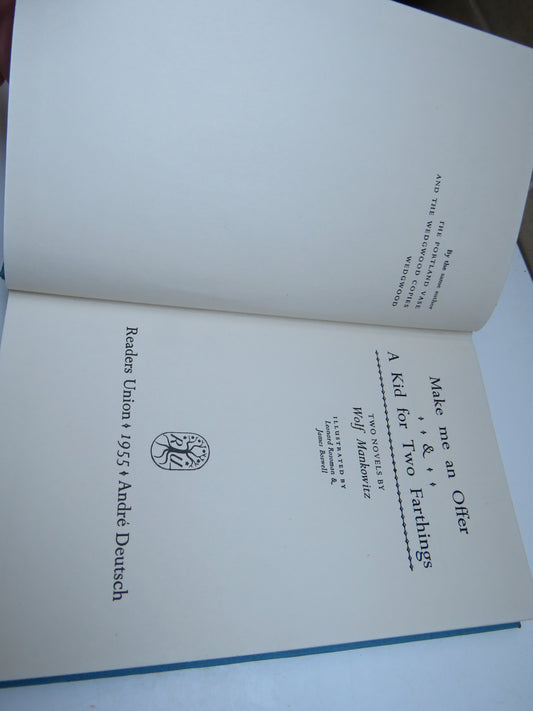 Make Me An Offer & A Kid For Two Farthings Two Novels By Wolf Mankowitz 1955