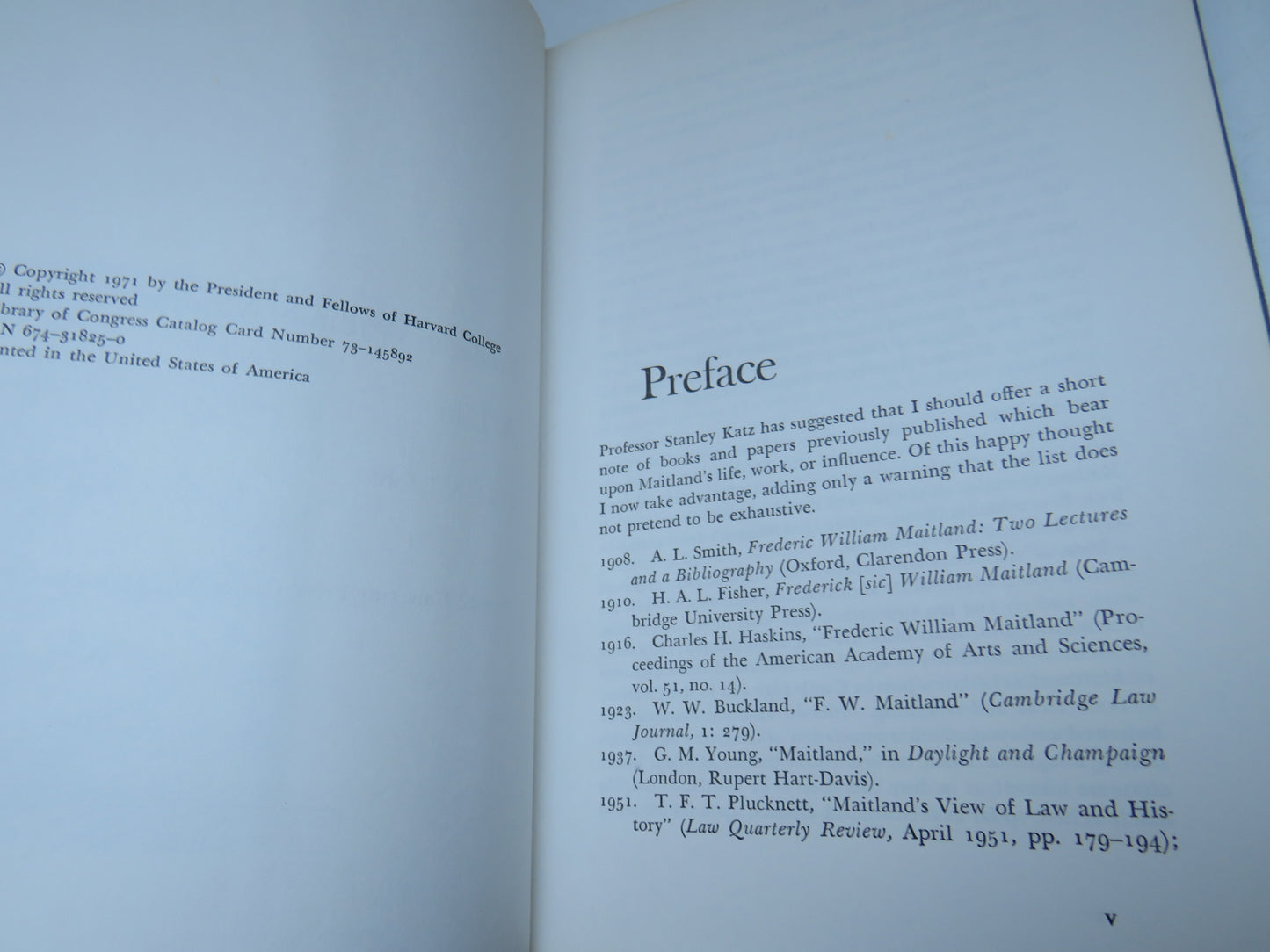 Frederic William Maitland A Life By C. H. S. Fifoot 1971