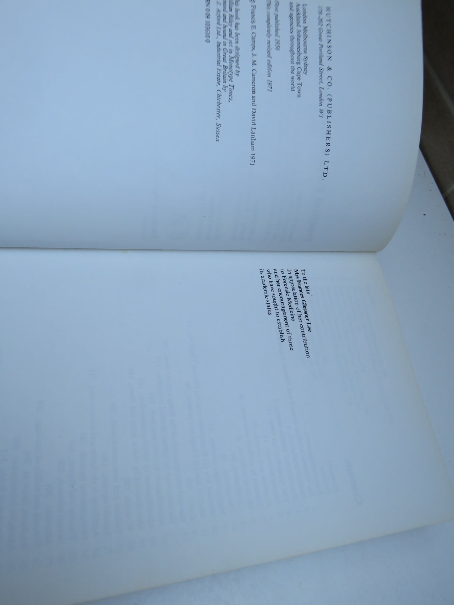 Practical Forensic Medicine By Francis E. Camps, J. M. Cameron, David Lanham 1971