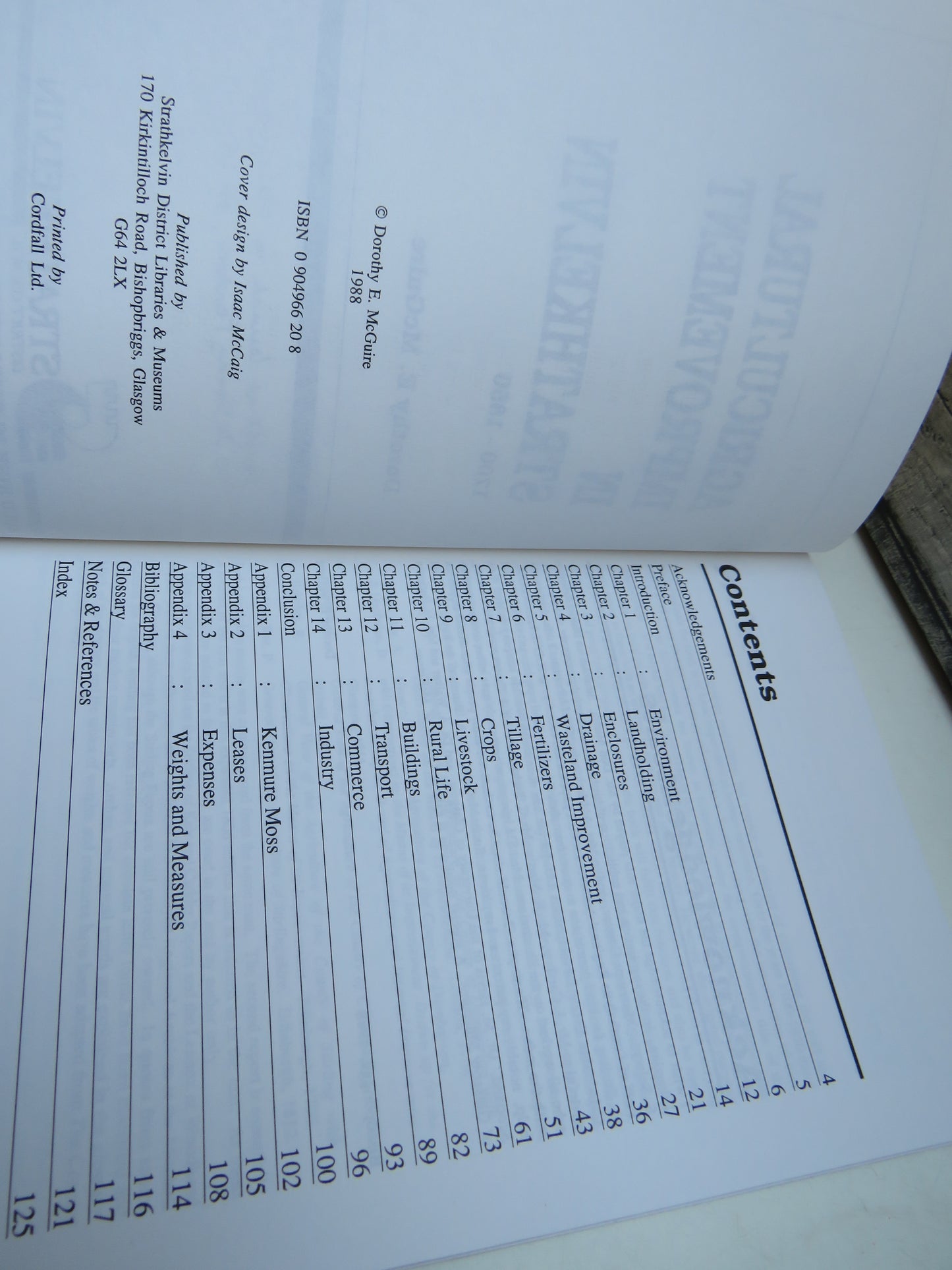 Agricultural Improvement In Strathkelvin 1700-1850 By Dorothy E. McGuire 1988