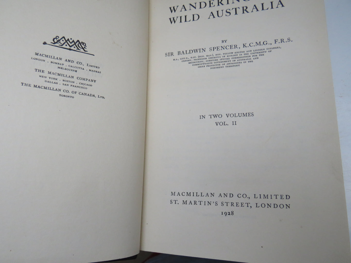Wanderings In Wild Australia by Baldwin Spencer, 1928, Vol I & II, Antique Book