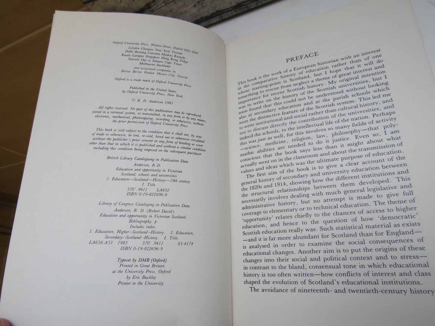 Education and Opportunity In Victorian Scotland Schools & Universities By R.D. Anderson 1983