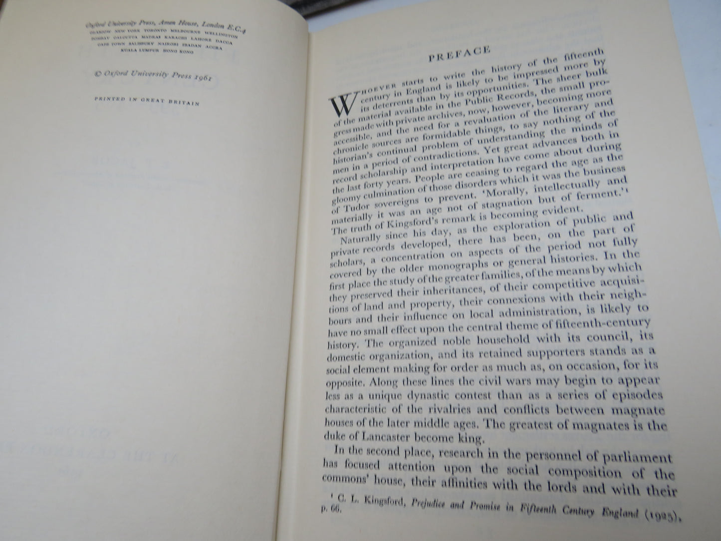 The Fifteenth Century 1399-1485 By E.F. Jacob 1961