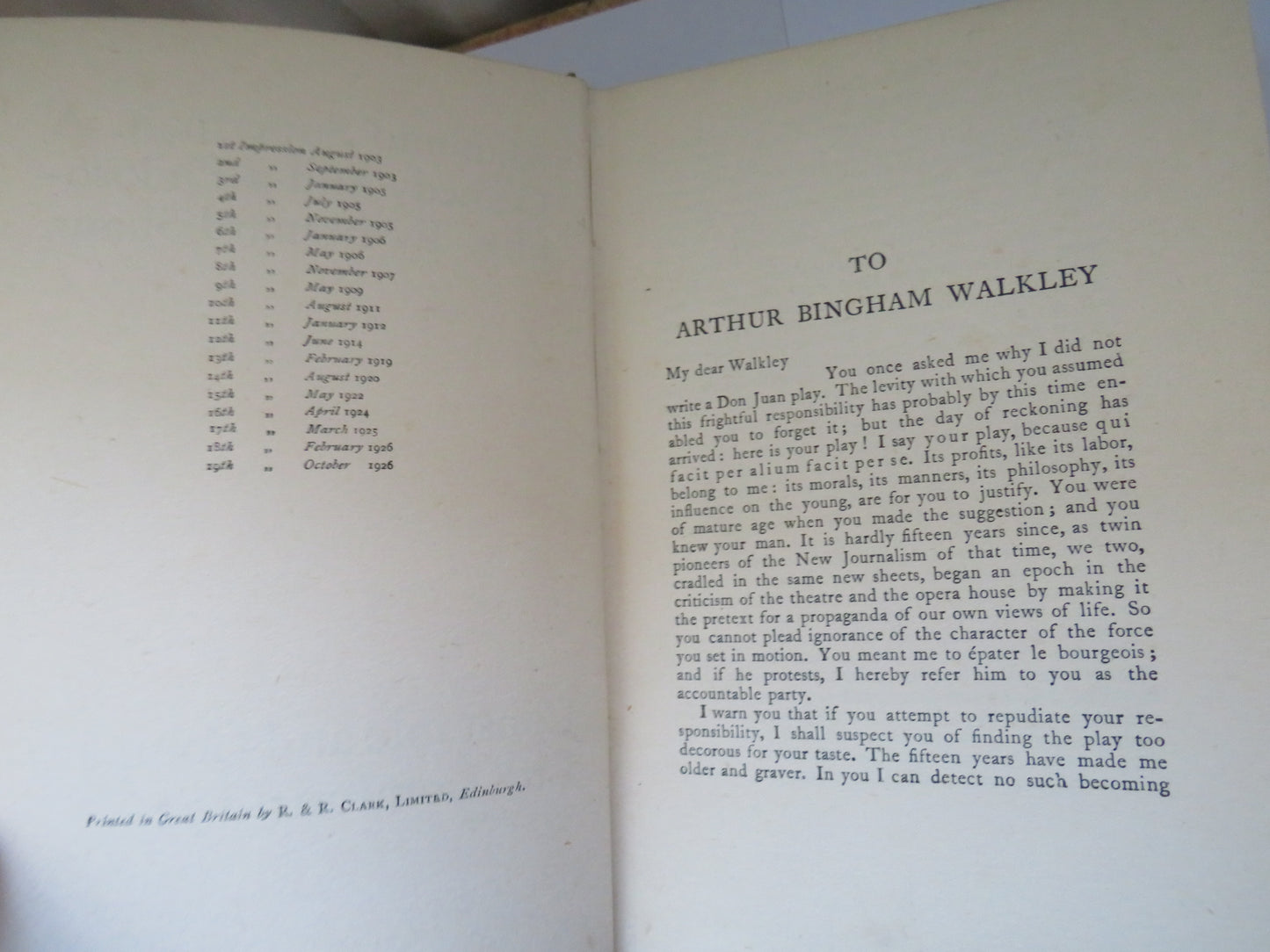 Man and Superman. A Comedy and a Philosophy By Bernard Shaw 1926