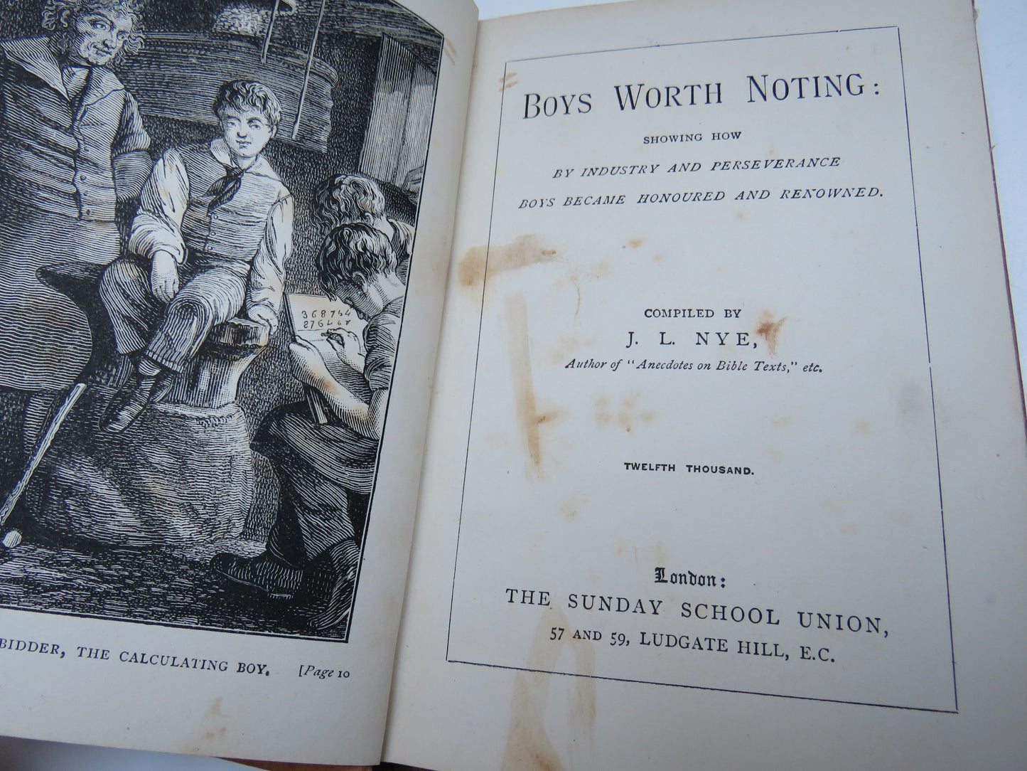 Boys Worth Noting Showing How By Industry and Perseverance Boys Became Honoured and Renowned Compiled By J. L. Nye