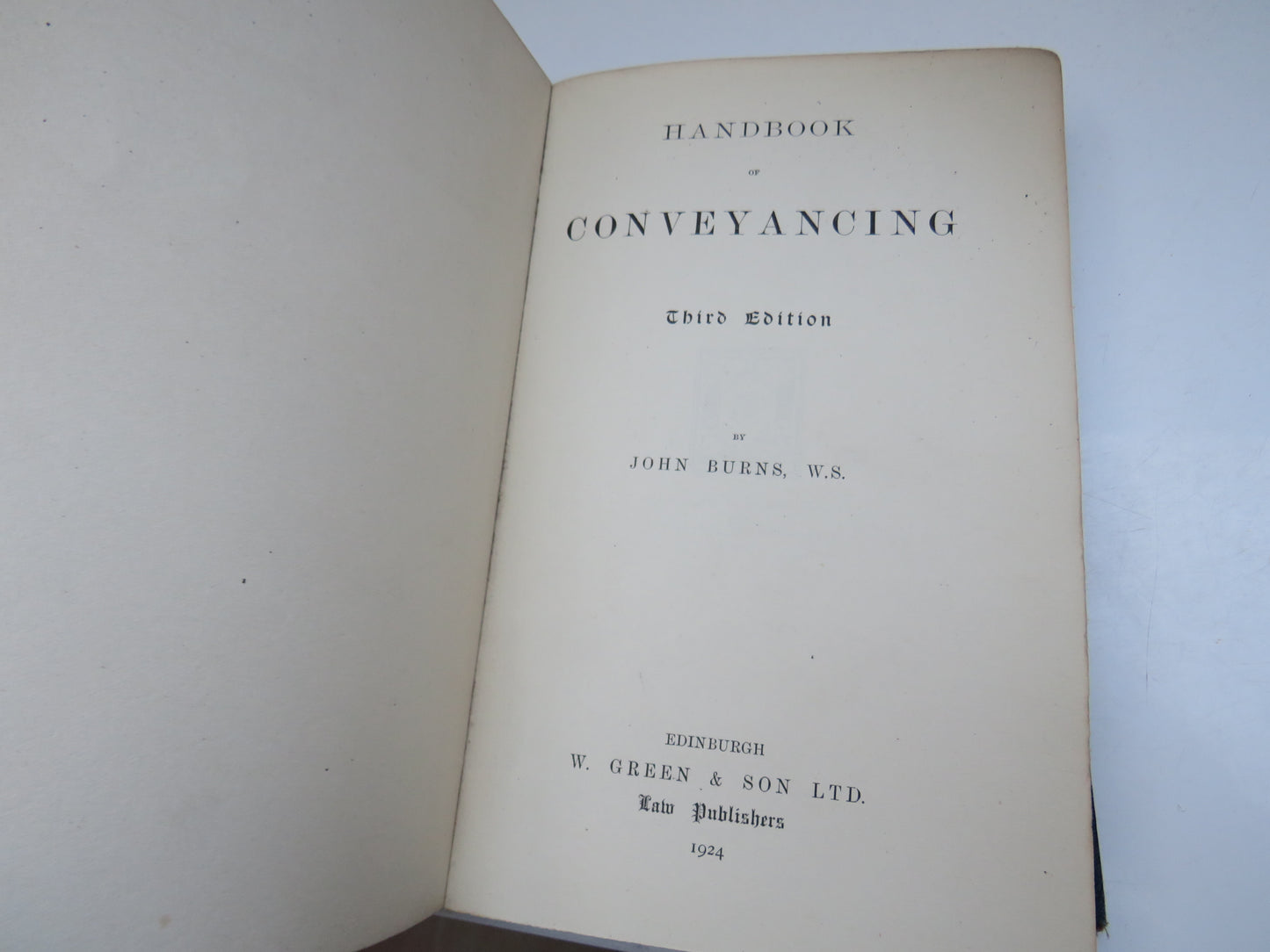 Handbook of Conveyancing By John Burns 1924 Antique Book