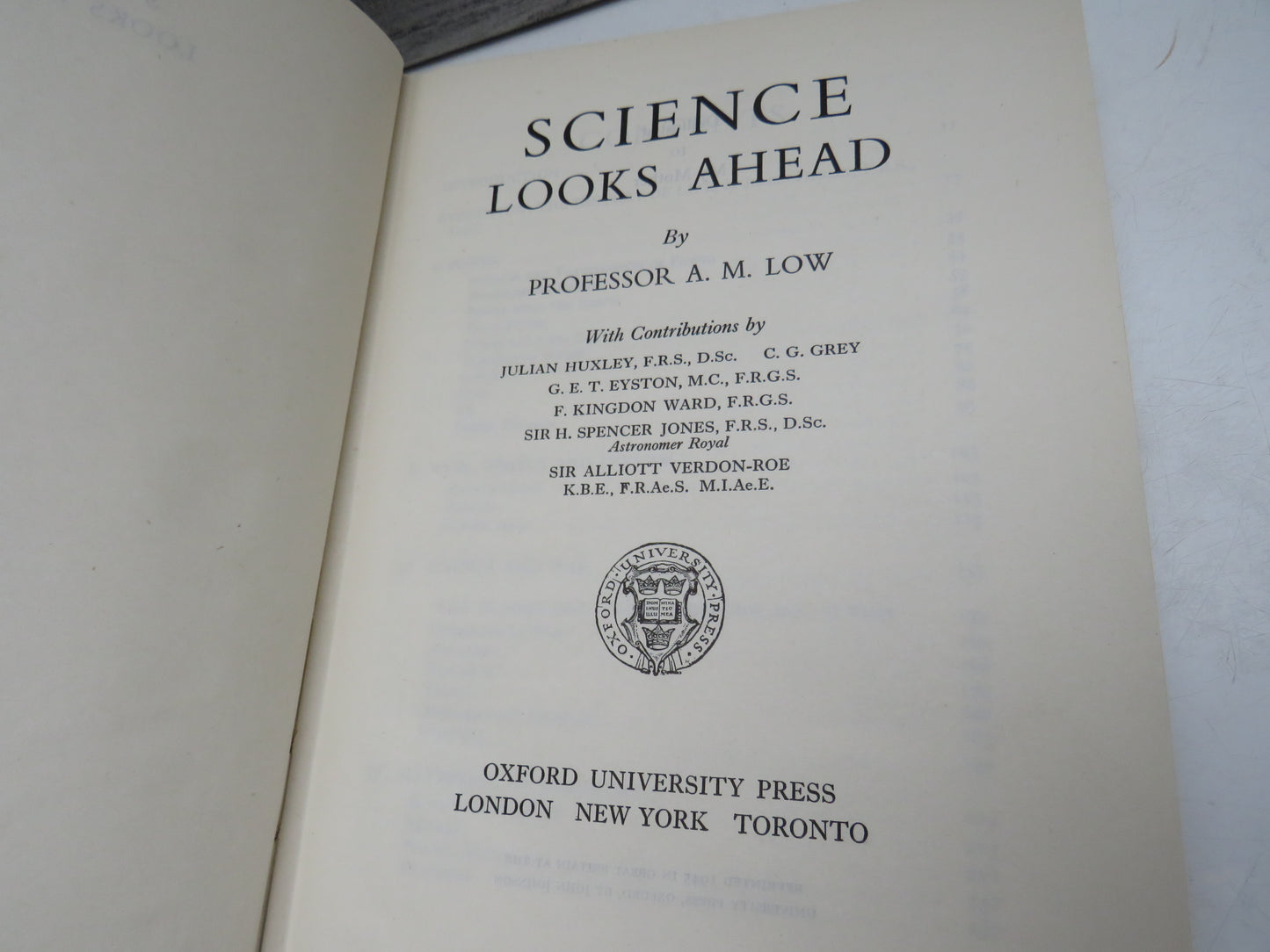 Science Looks Ahead by Professor A. M. Low, 1945