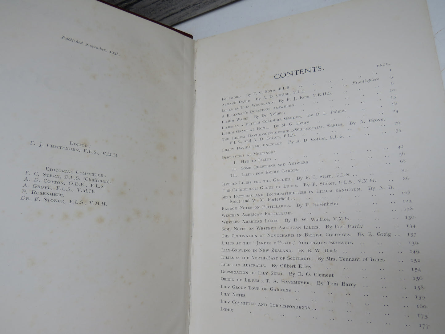 The Lily Year Book, 1938 Number 7, The Royal Horticultural Society