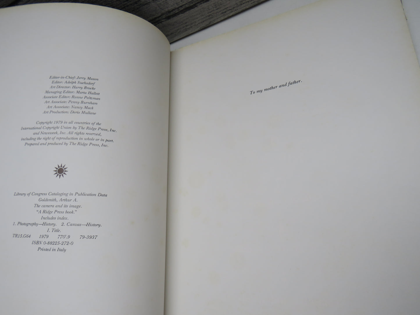 The Camera and Its Images by Arthur Goldsmith, Vintage Photography Book