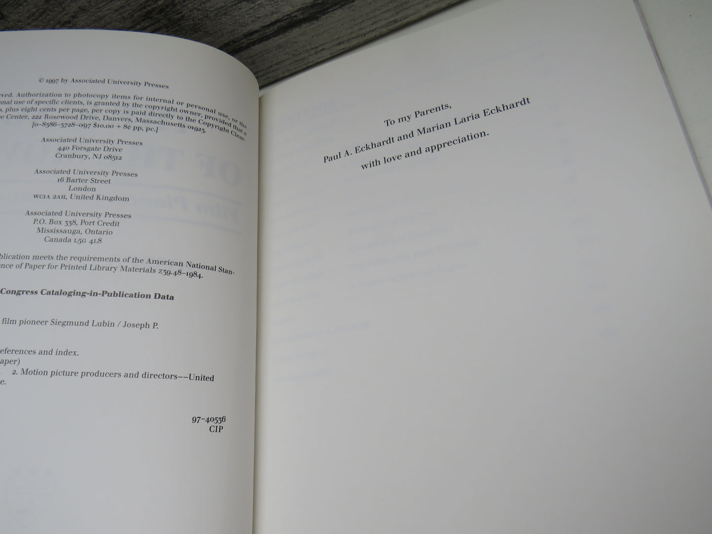 The King of the Movies, Film Pioneer Siegmund Lubin, by Joseph P. Eckhardt, 1997