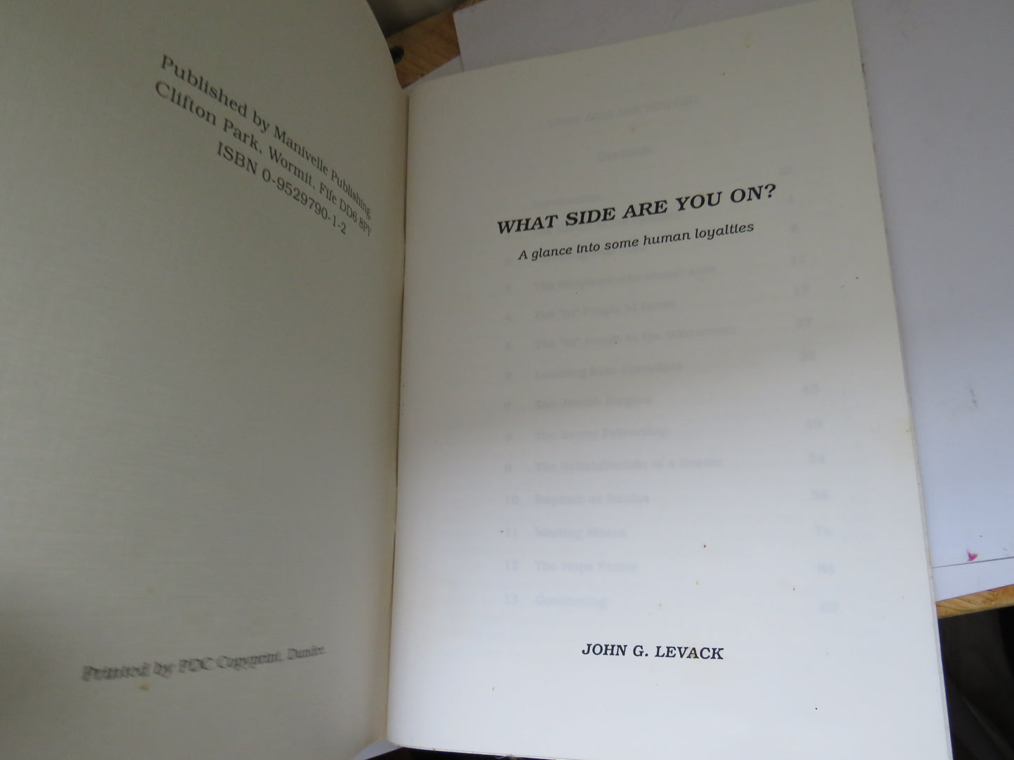 What Side Are You On? A Glance Into Some Human Loyalties By John G. Levack