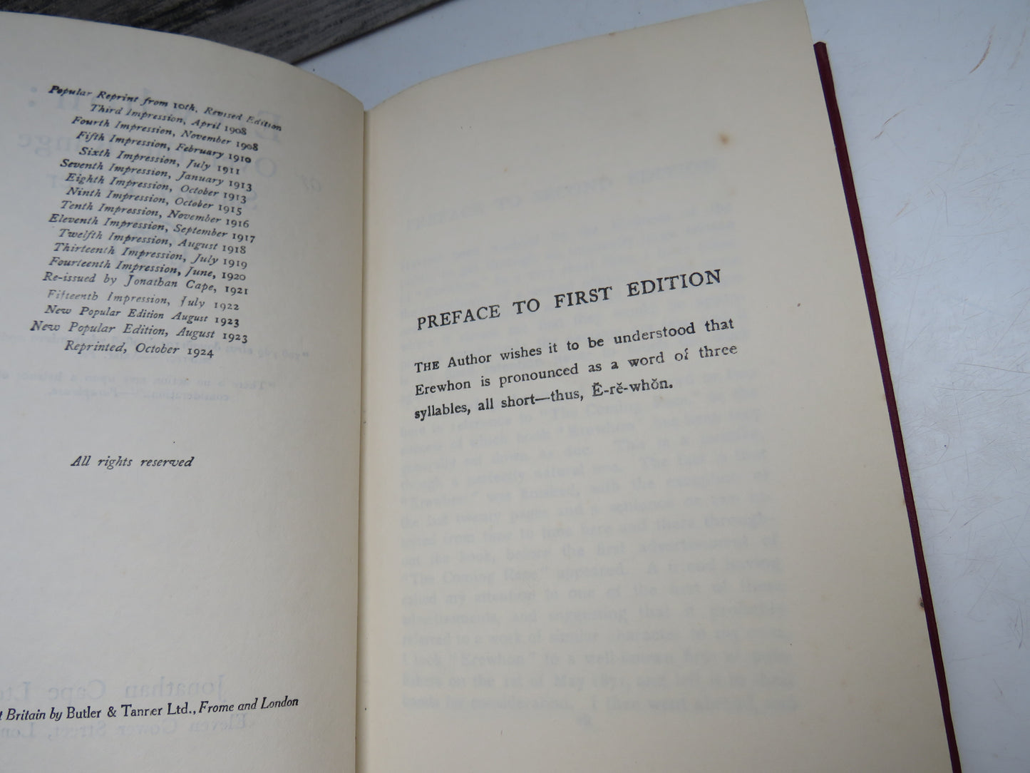 Erewhon: or Over the Range by Samuel Butler, 1924