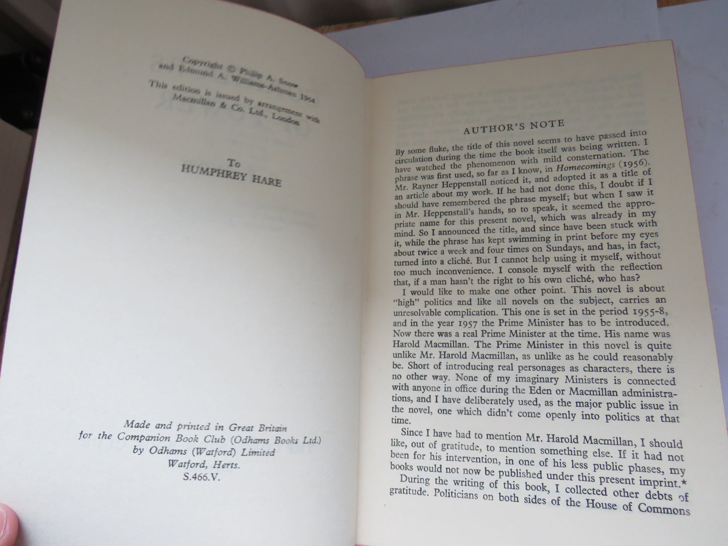 Corridors of Power By C.P. Snow 1964