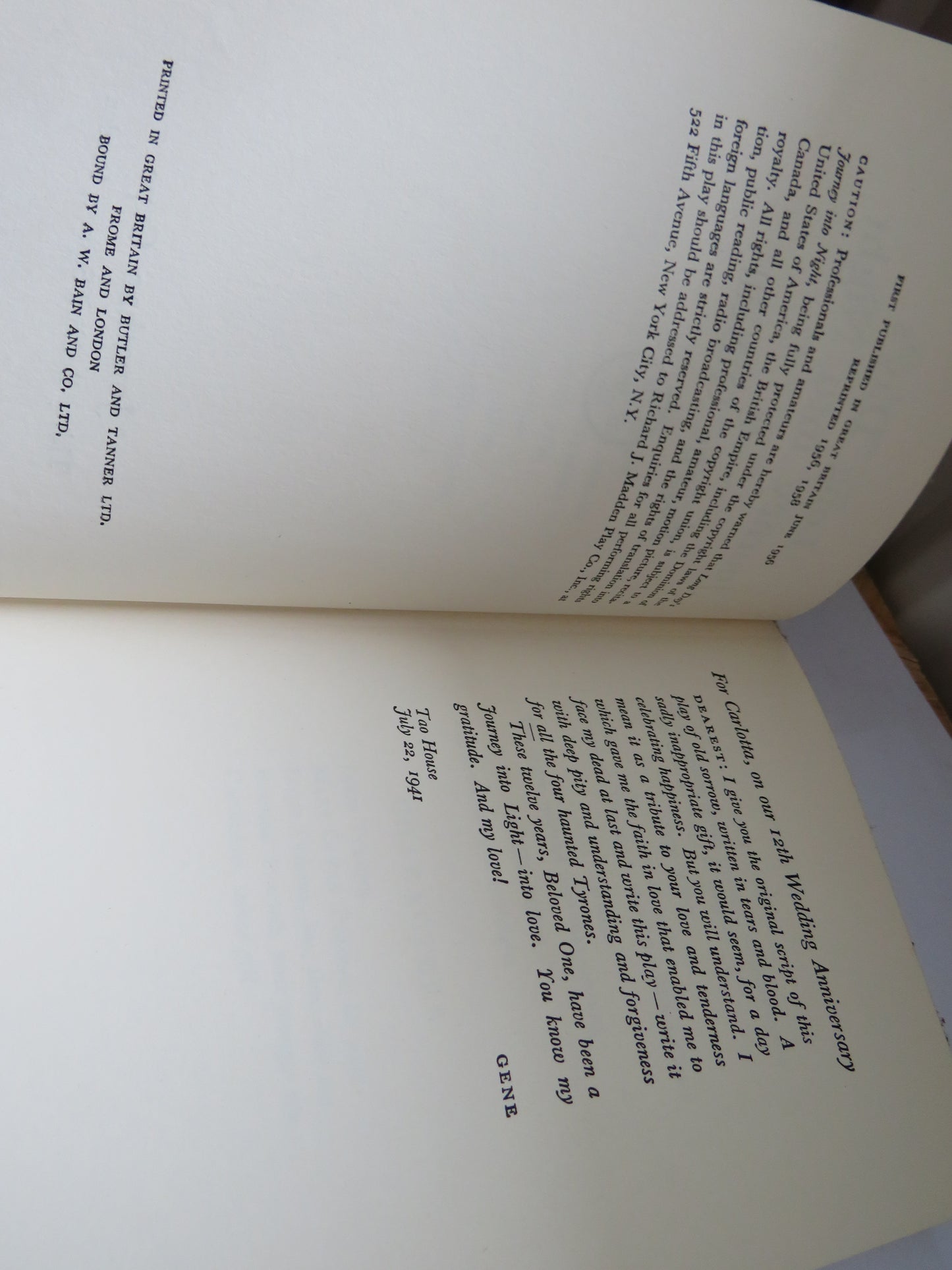 Long Day's Journey Into Night By Eugene O'Neill 1958