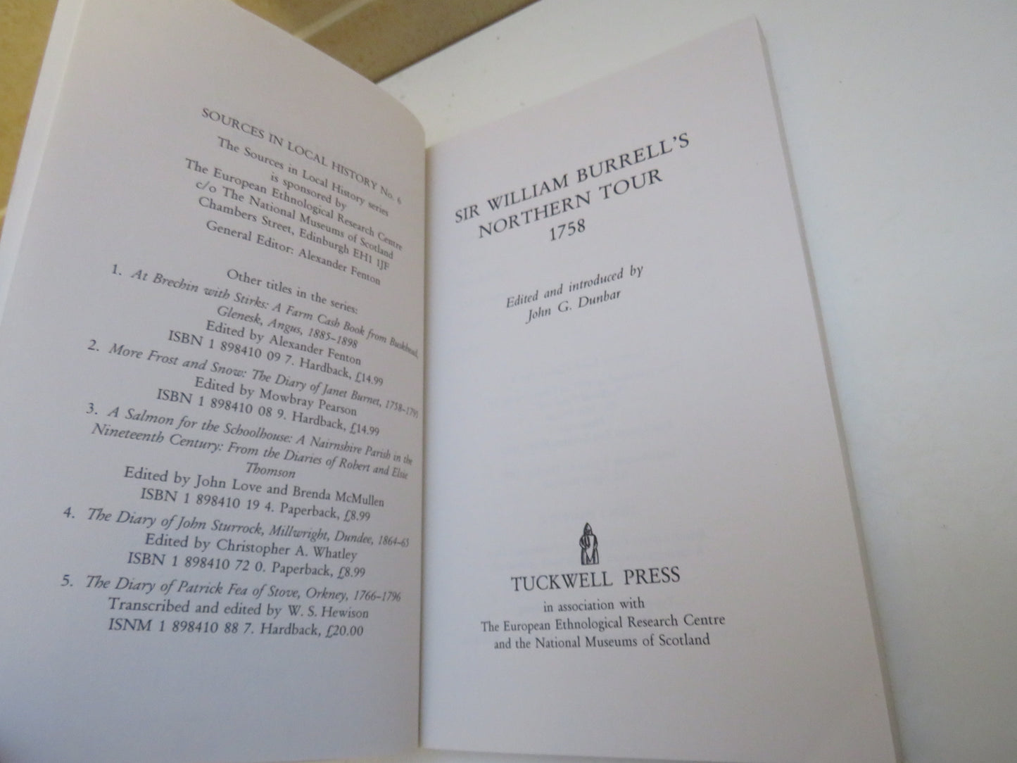 Sir William Burrell's Northern Tour, 1758, Edited by John G. Dunbar, 1997