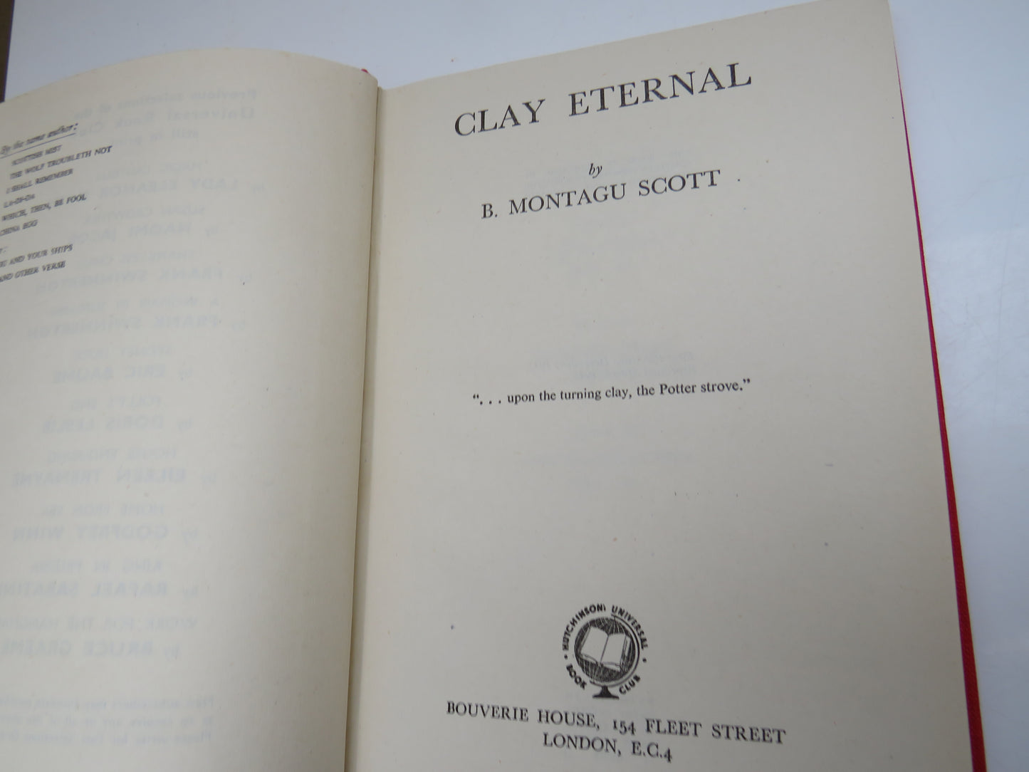 Clay Eternal By B. Montagu Scott 1946