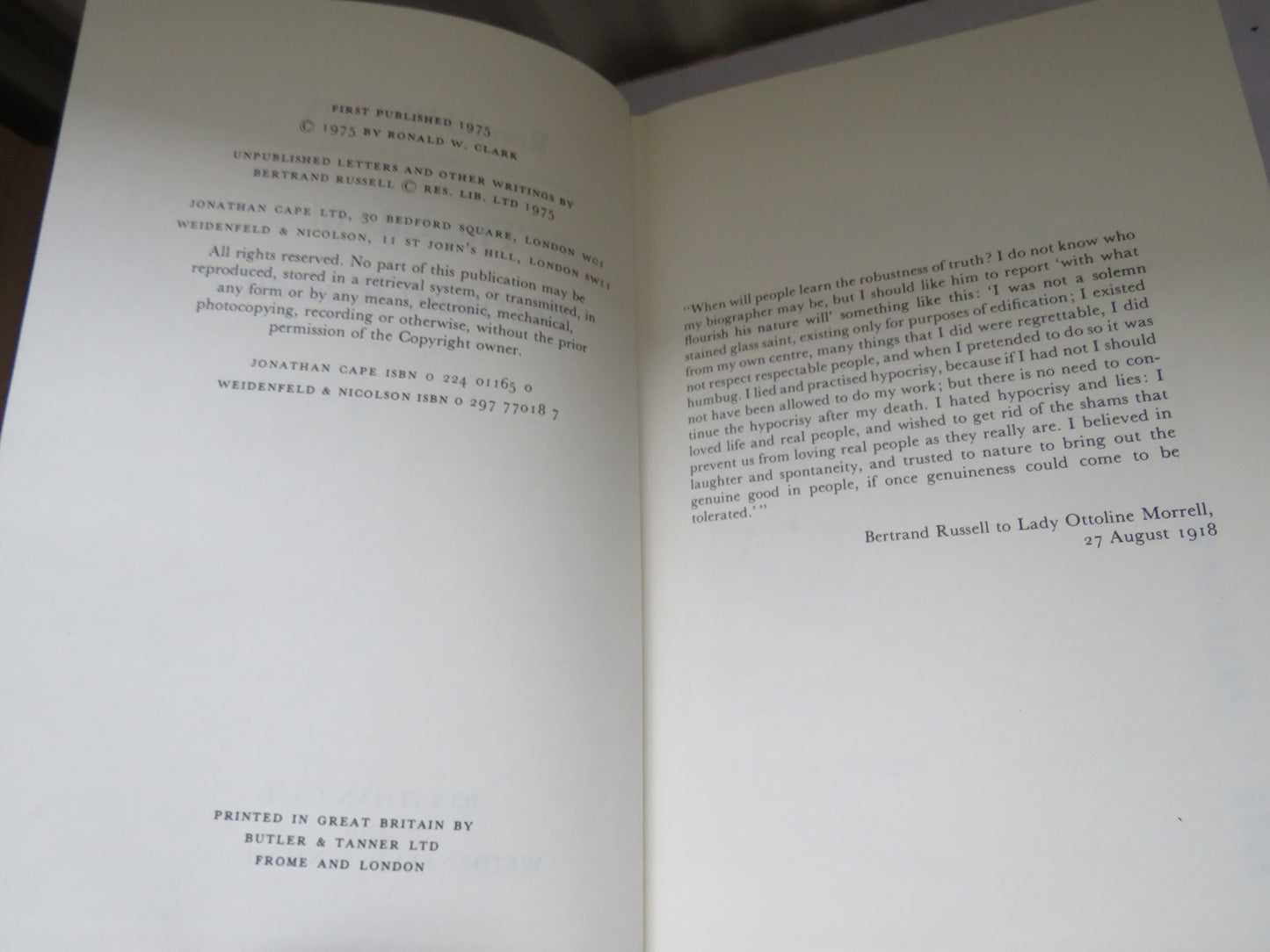 The Life of Bertrand Russell By Ronald W. Clark 1975