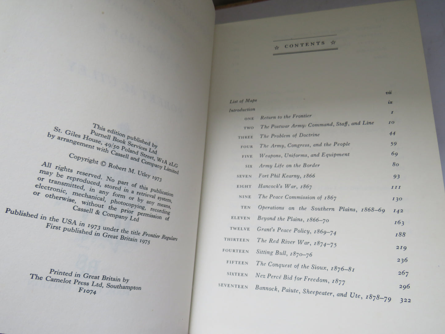 Bluecoats and Redskins The United States Army and The Indian 1866-1891 By Robert M. Utley 1975
