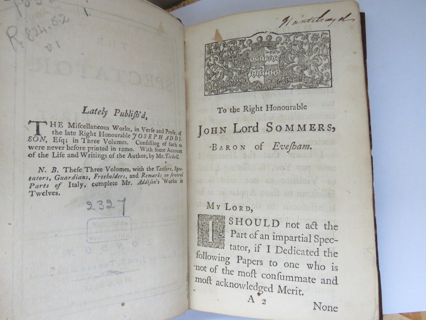 The Spectator Volume The First 1744