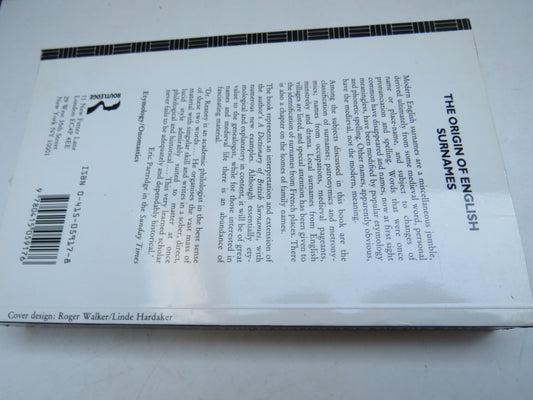The Origin of English Surnames By P.H. Reaney 1991