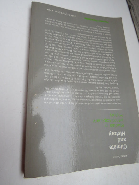 Climate and History Studies In Interdisciplinary History 1981