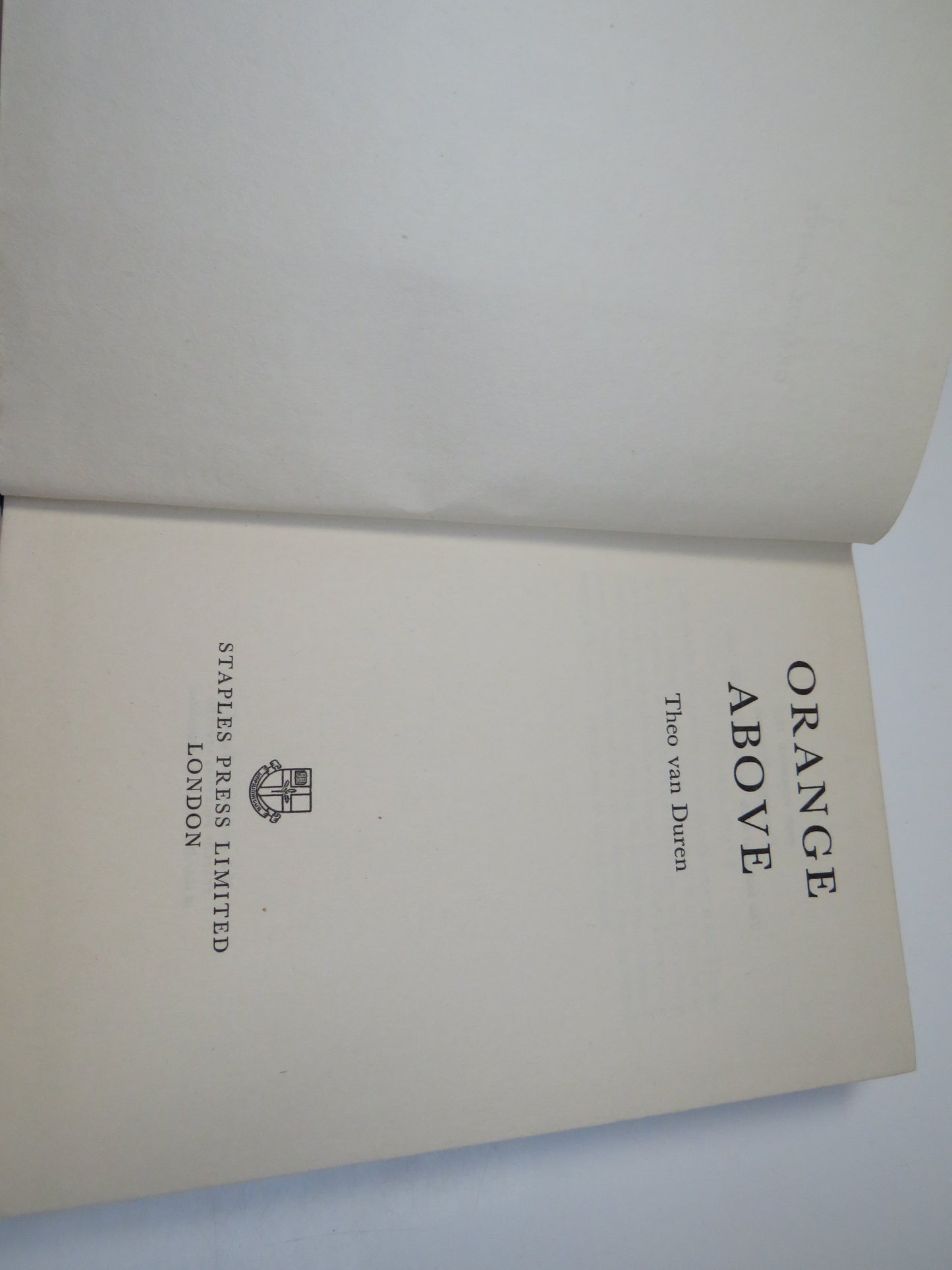 Orange Above By Theo Van Duren 1956 1st Edition