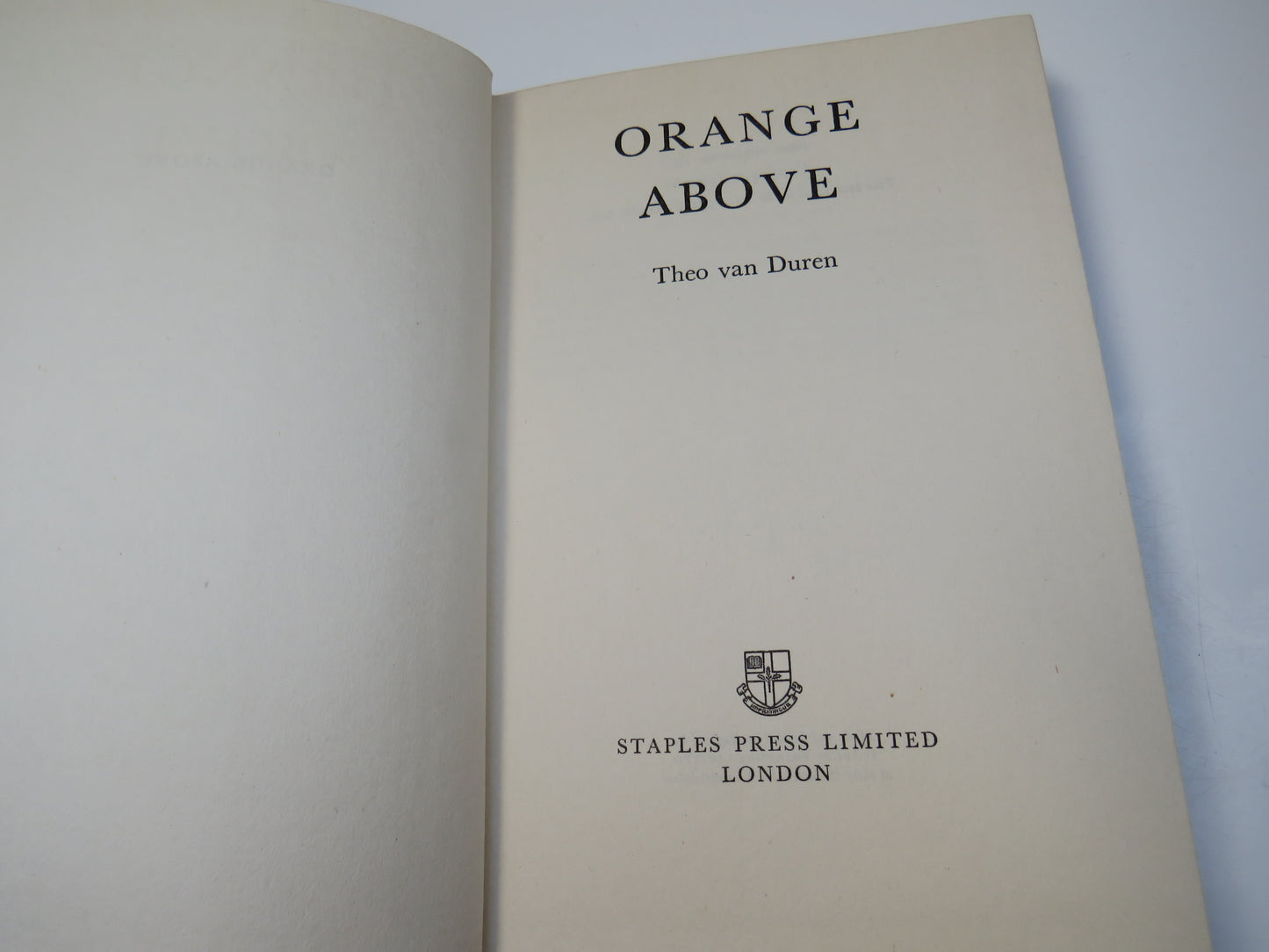 Orange Above By Theo Van Duren 1956 1st Edition