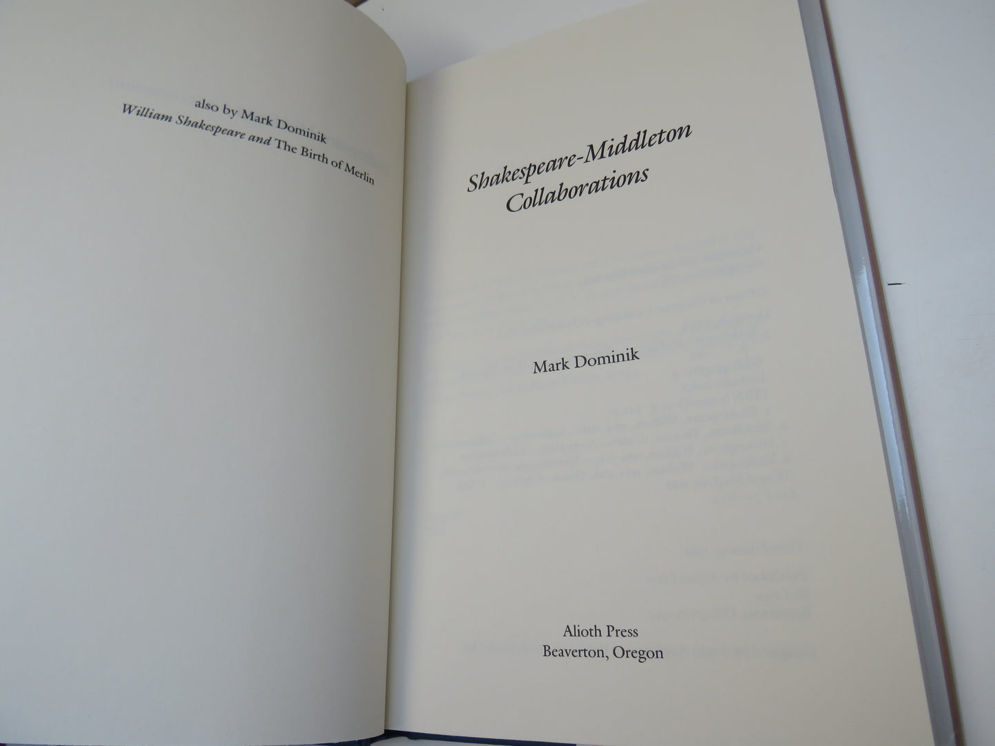 Shakespeare-Middleton Collaborations By Mark Dominik 1988