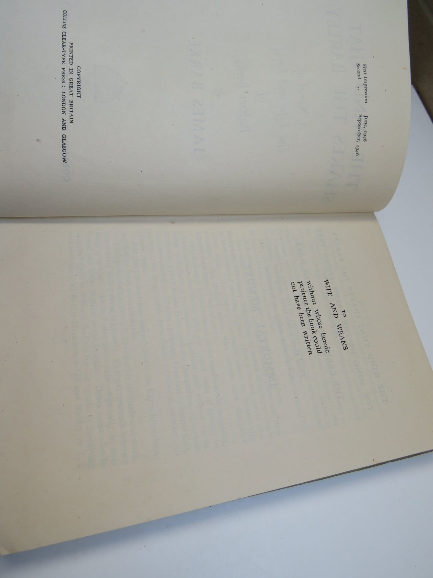 The Wind That Shakes The Barley by James Barke, A Novel of the Life & /Loves of Robert Burns