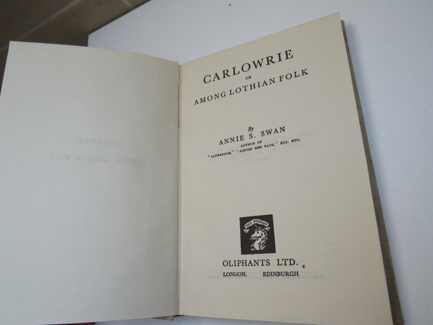 Carlowrie Or Among Lothian Folk By Annie S.Swan