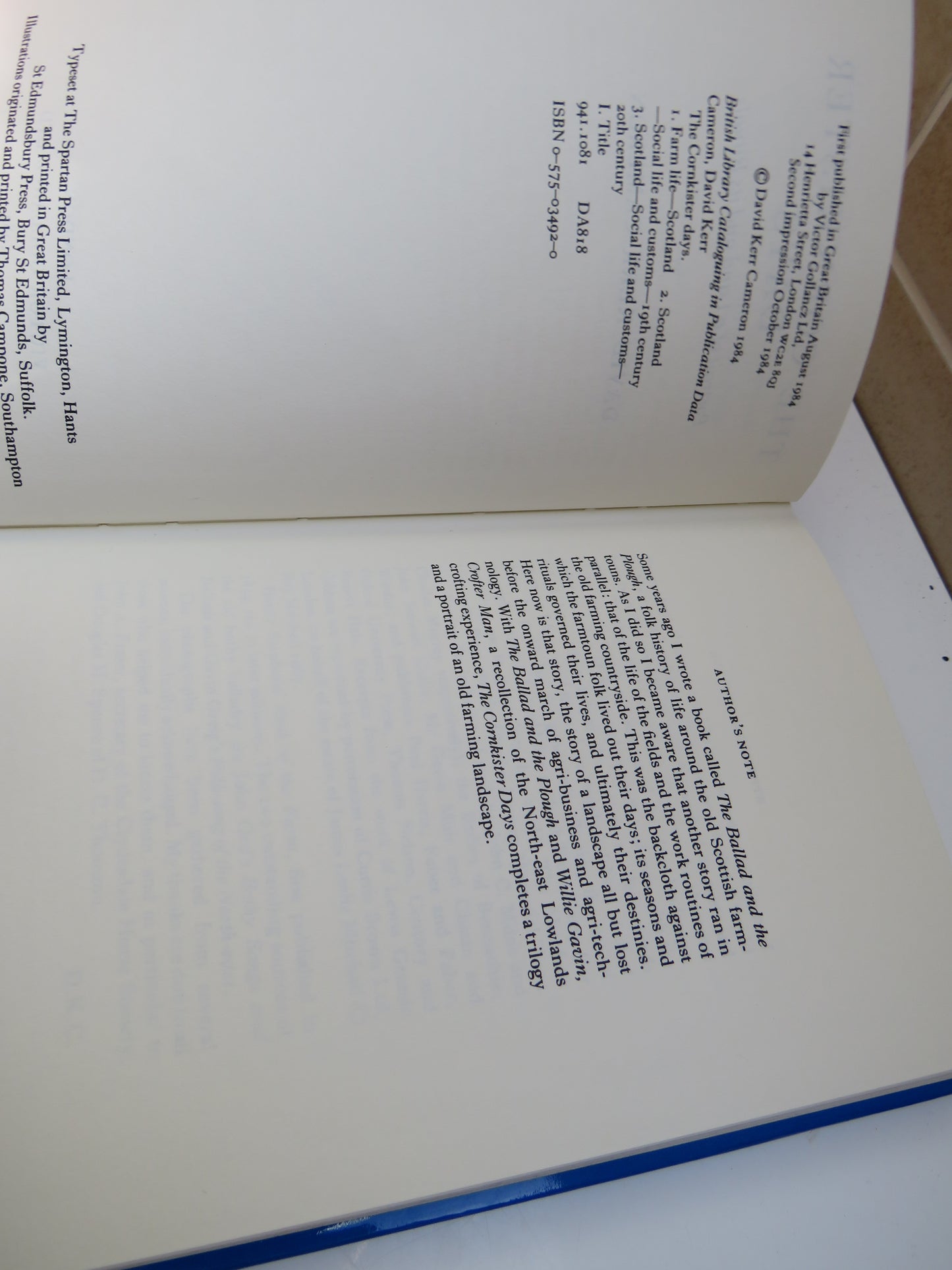 The Cornkister Days Portrait Of A Land and Its Rituals By David Kerr Cameron 1984