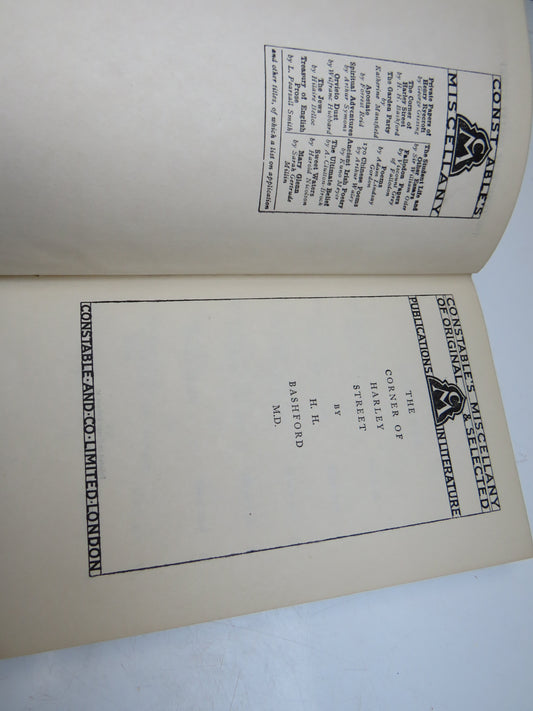 The Corner of Harley Street By H. H. Bashford M.D. 1930