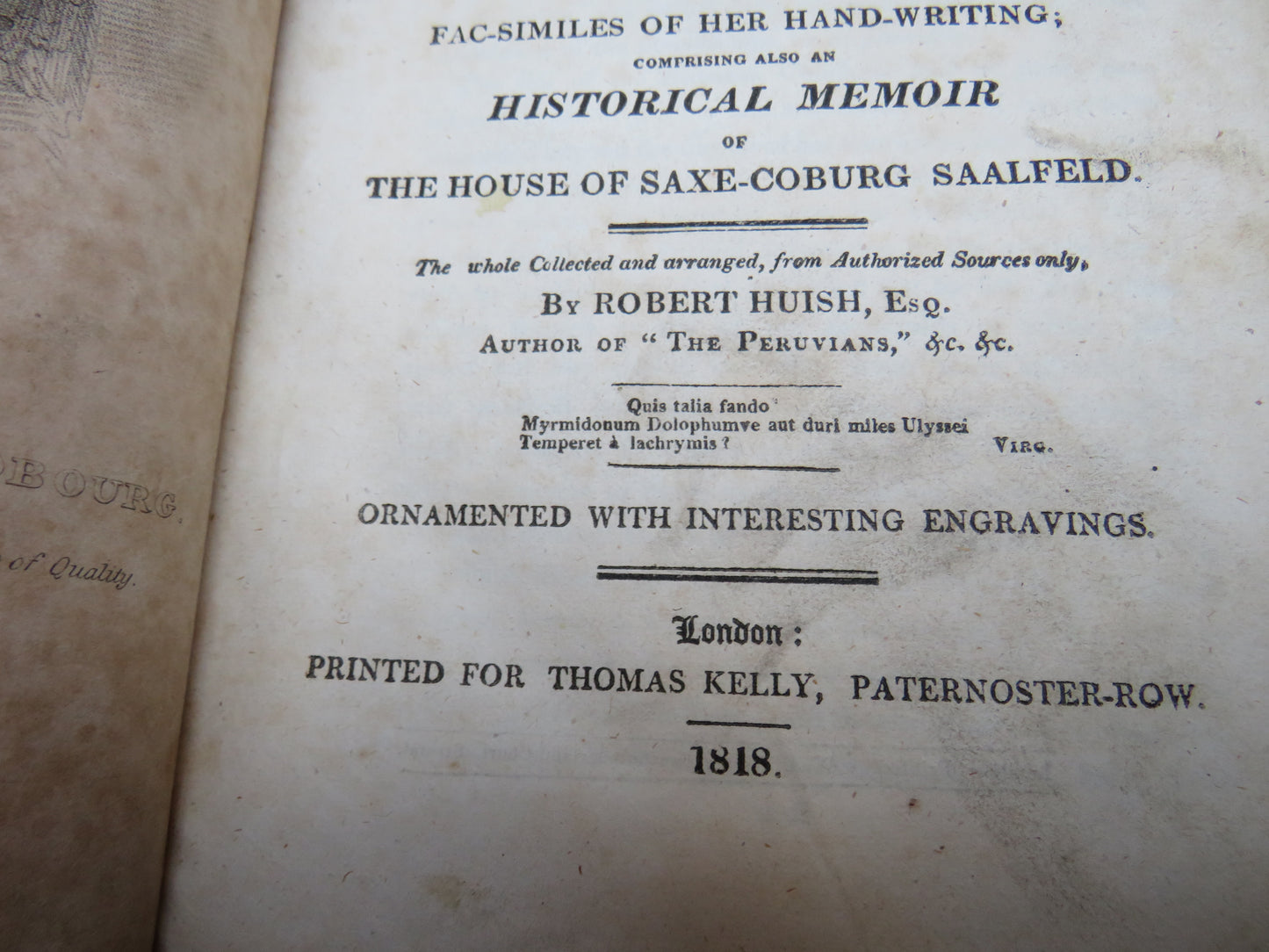 Memoirs Of Her Late Royal Highness Charlotte Augusta Princess of Wales By Robert Huish 1818