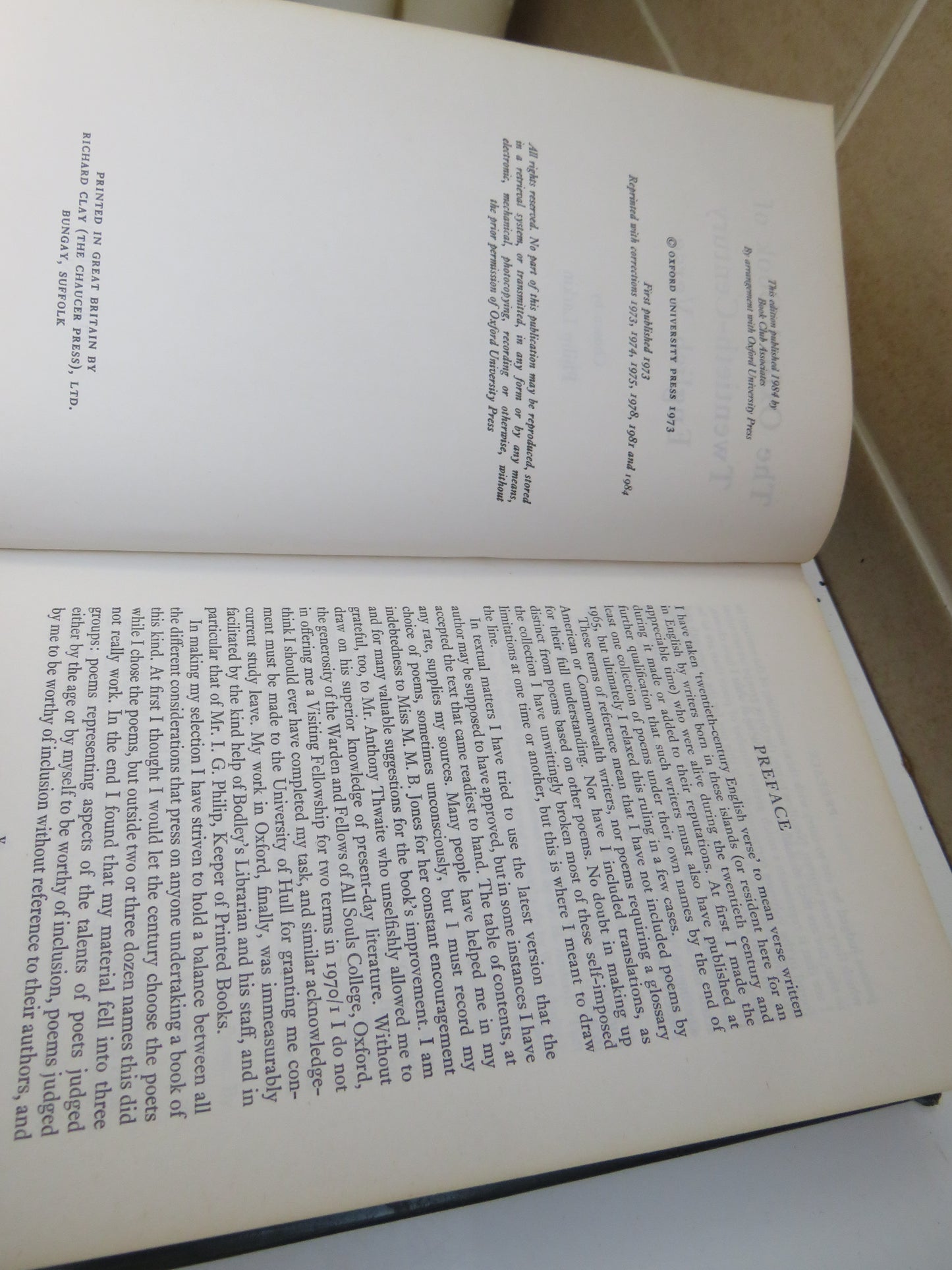 The Oxford Book Of Twentieth-Century English Verse Chosen By Philip Larkin 1984