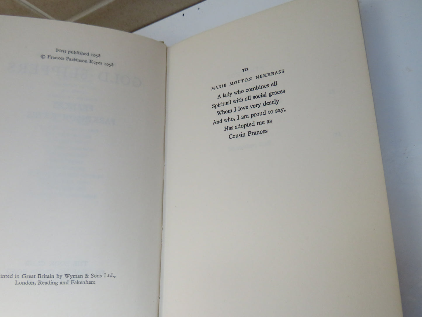 The Gold Slippers By Frances Parkinson Keyes 1958