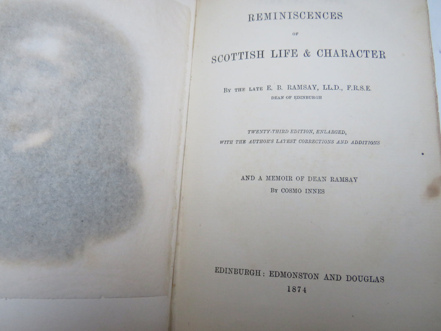 Reminiscences of Scottish Life & Character By The Late E. B. Ramsay 1874