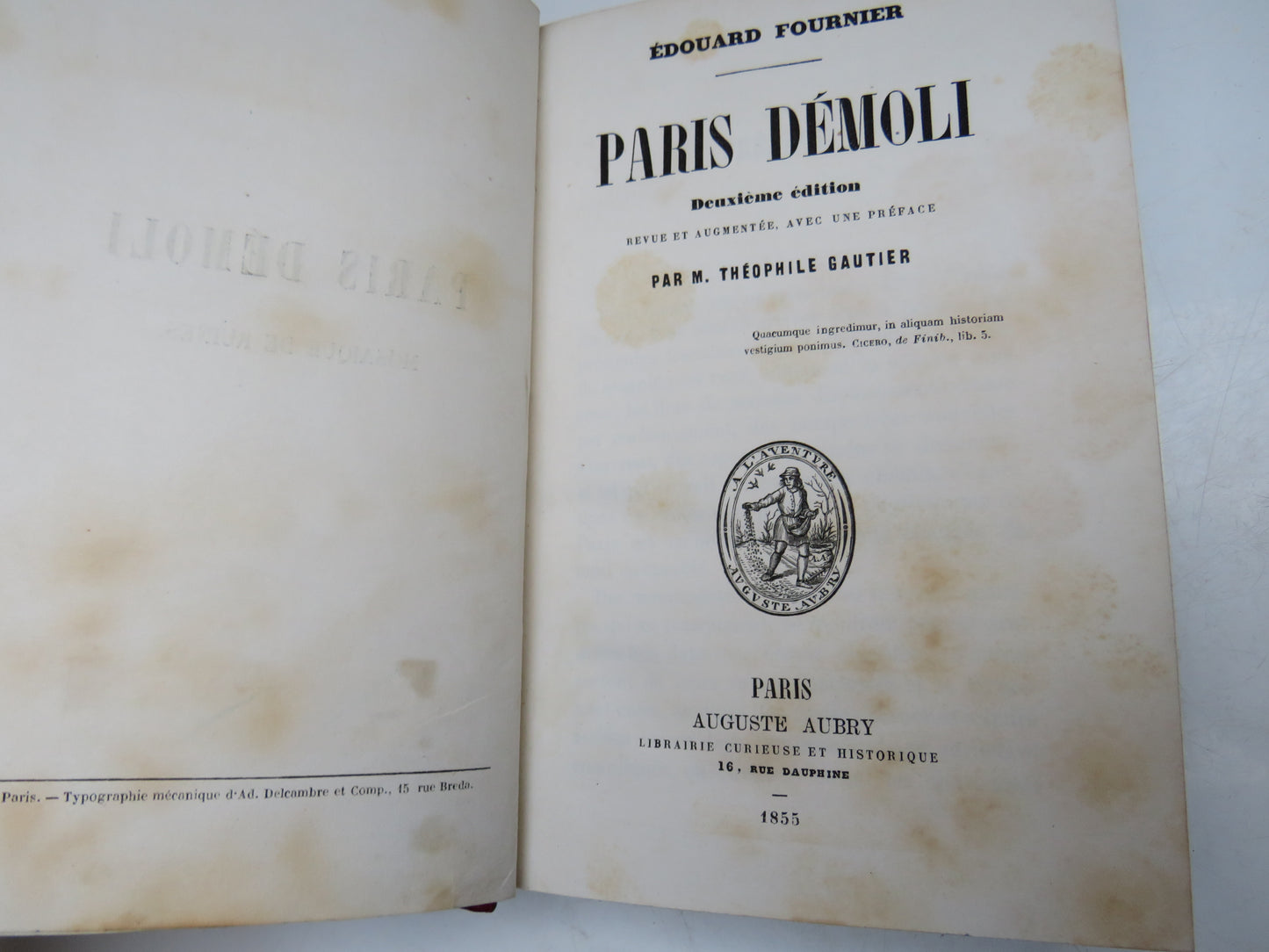 Paris Demoli Deuxleme Edition Par M. Theophile Gautier 1855