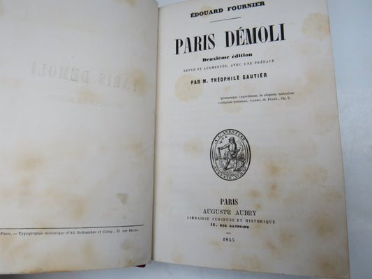 Paris Demoli Deuxleme Edition Par M. Theophile Gautier 1855