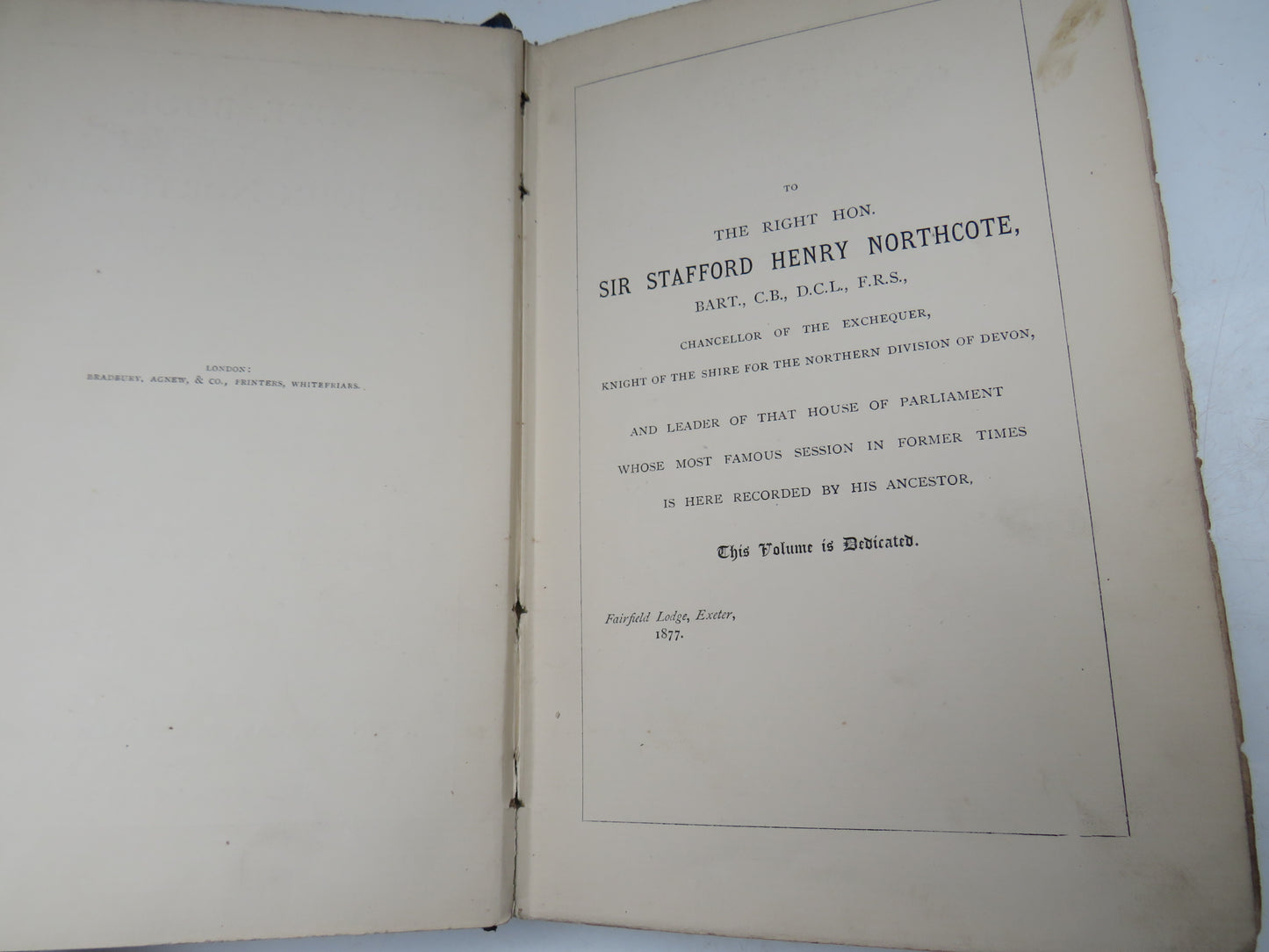 Note Book of Sir John Northcote Sometime M.P. For Ashburton and Afterwards For The County of Devon By A. H. A. Hamilton 1877