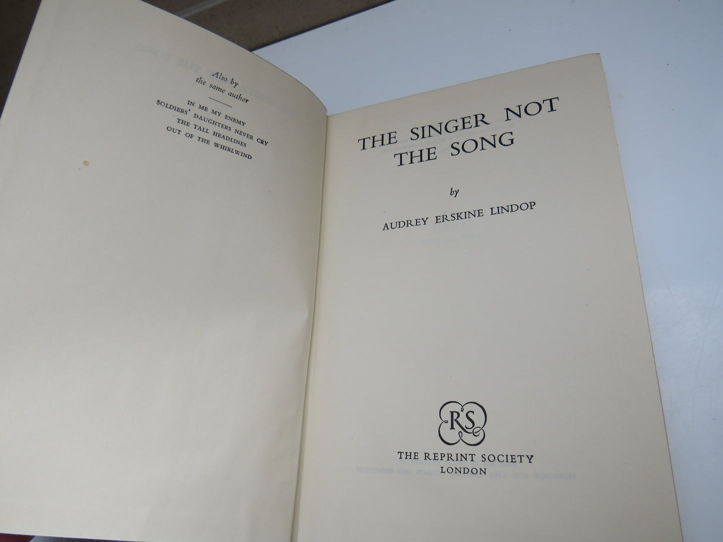 The Singer Not The Song By Audrey Erskine Lindop 1954