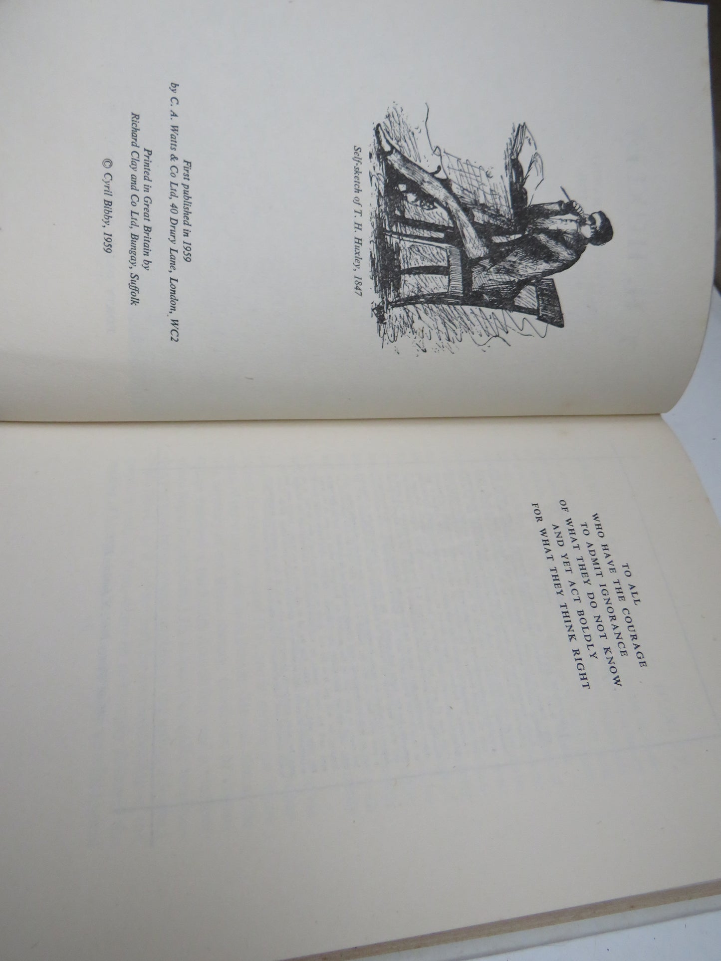 T. H. Huxley Scientist Humanist and Educator By Cyril Bibby 1959