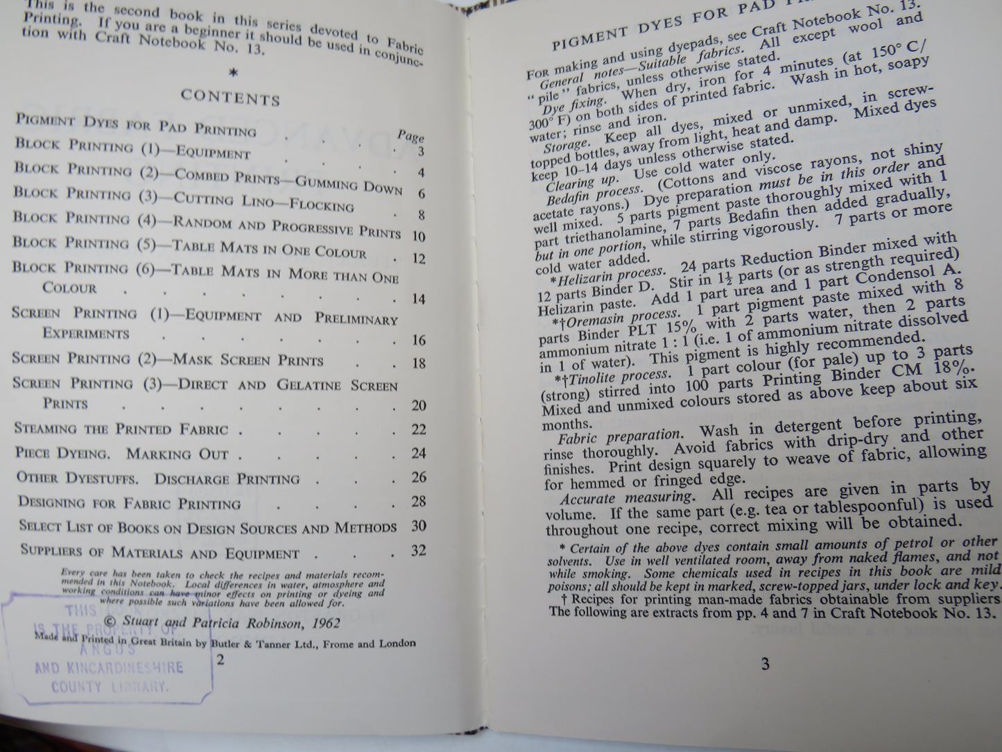 Advanced Fabric Printing By Stuart and Patricia Robinson 1962