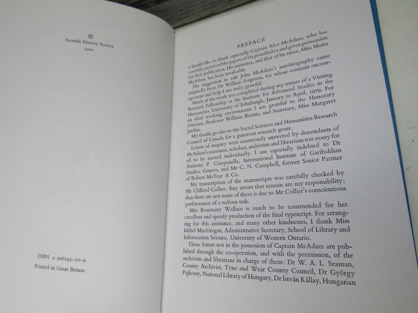 Autobiography of John McAdam (1806-1883) With Selected Letters Edited By Janet Fyfe 1980